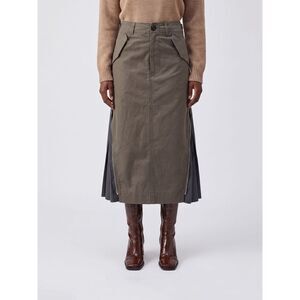 Sacai Women Sacai High-Waisted A-Line Cotton Midi Skirt With Flap Pockets